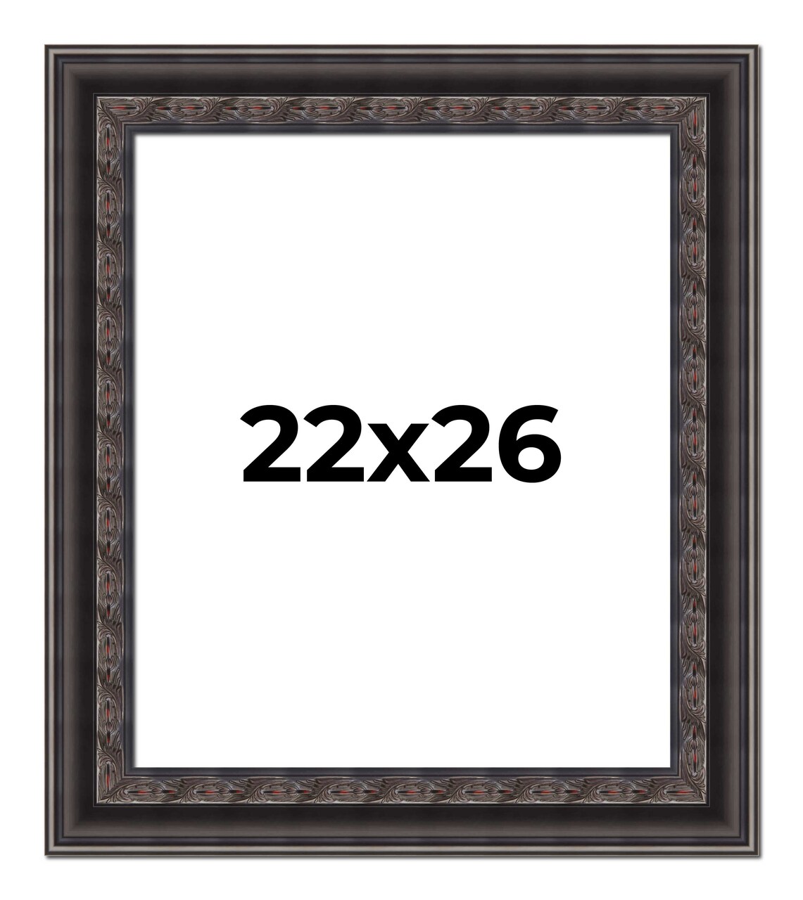 22x26 3.5" Wide Ornate Black Picture Frame - UV Acrylic, Foam Board Backing, Hanging Hardware